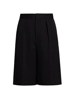 Pleated Wool Relaxed-Fit Shorts