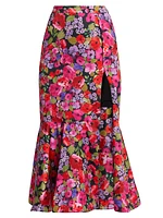 Clyde Flared Floral Midi-Skirt