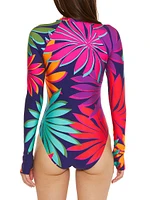 Wailea Printed Zip-Up Rash Guard