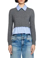 Cropped Cable Knit Sweater