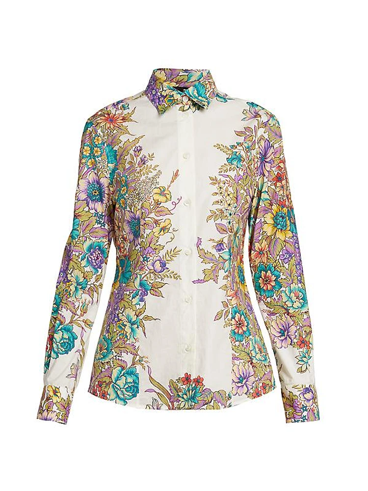 Botanical-Print Cotton-Blend Shirt