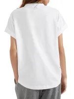 Stretch Cotton Jersey T Shirt With Precious Neckline