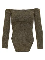 Maria Glittery Off-The-Shoulder Sweater