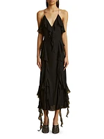 Pim Ruffle Silk Maxi Dress