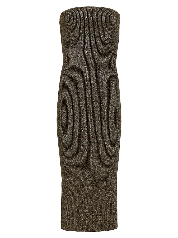 Rumer Glittery Ribbed-Knit Midi-Dress