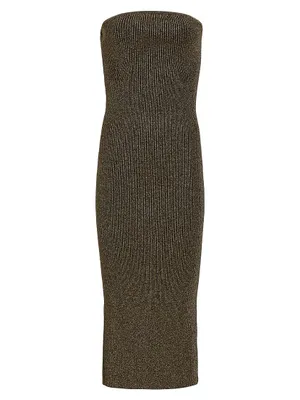 Rumer Glittery Ribbed-Knit Midi-Dress