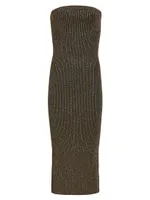 Rumer Glittery Ribbed-Knit Midi-Dress