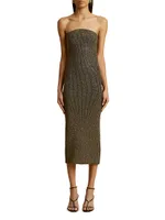 Rumer Glittery Ribbed-Knit Midi-Dress