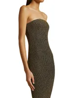 Rumer Glittery Ribbed-Knit Midi-Dress