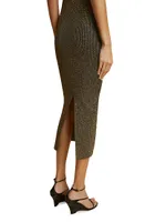 Rumer Glittery Ribbed-Knit Midi-Dress