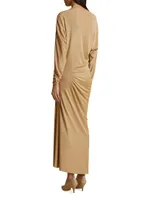 Oron Gathered Long-Sleeve Dress