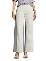 Joanna Two-Toned Cotton-Blend Pants