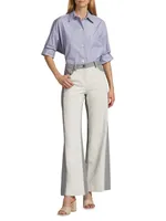 Joanna Two-Toned Cotton-Blend Pants