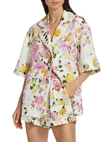 Constance Floral Linen-Blend Button-Front Shirt