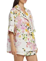 Constance Floral Linen-Blend Button-Front Shirt