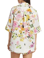 Constance Floral Linen-Blend Button-Front Shirt