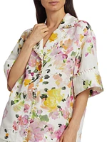 Constance Floral Linen-Blend Button-Front Shirt