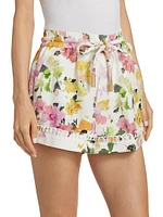 Constance Floral Linen-Blend Drawcord Shorts