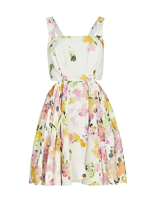 Clara Floral Linen-Blend Minidress