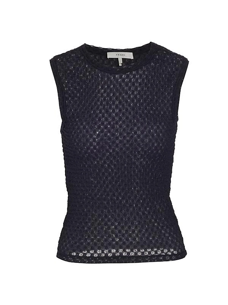 Textured Mesh Sleeveless Top