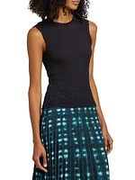 Textured Mesh Sleeveless Top