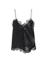 Lace-Trimmed Leather Camisole