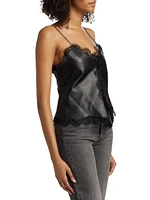 Lace-Trimmed Leather Camisole