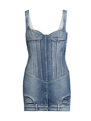 Upside Down Bustier Denim Minidress