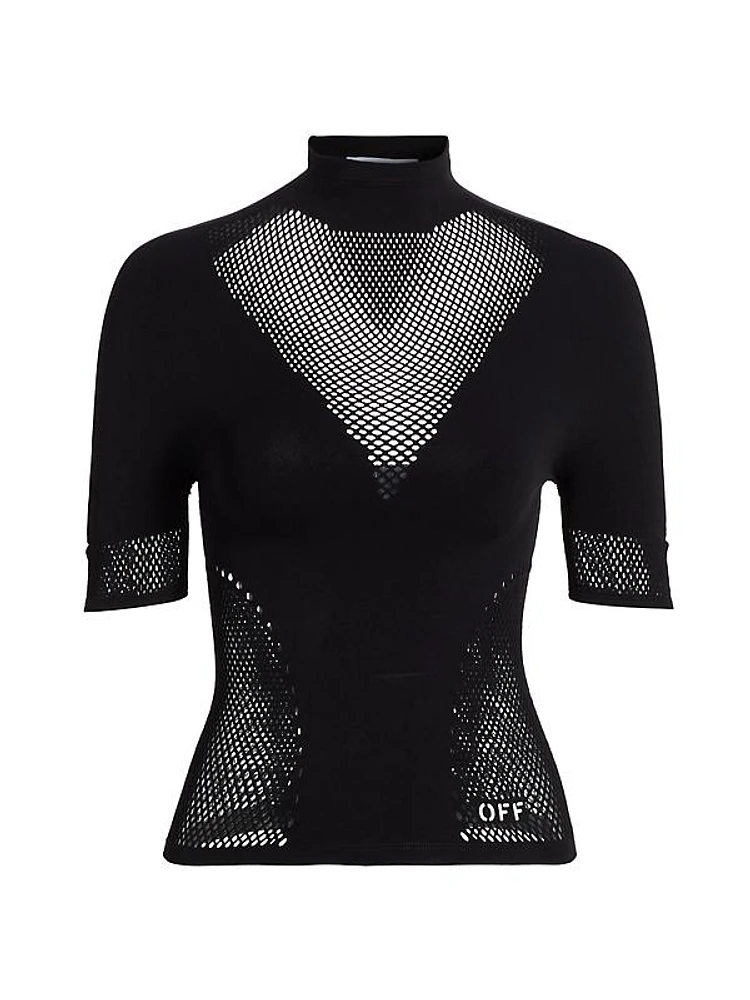 Seaml Mesh Mock Turtleneck T-Shirt