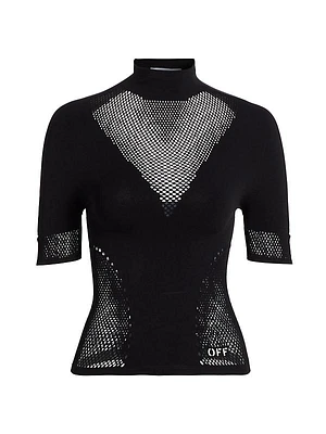 Seaml Mesh Mock Turtleneck T-Shirt