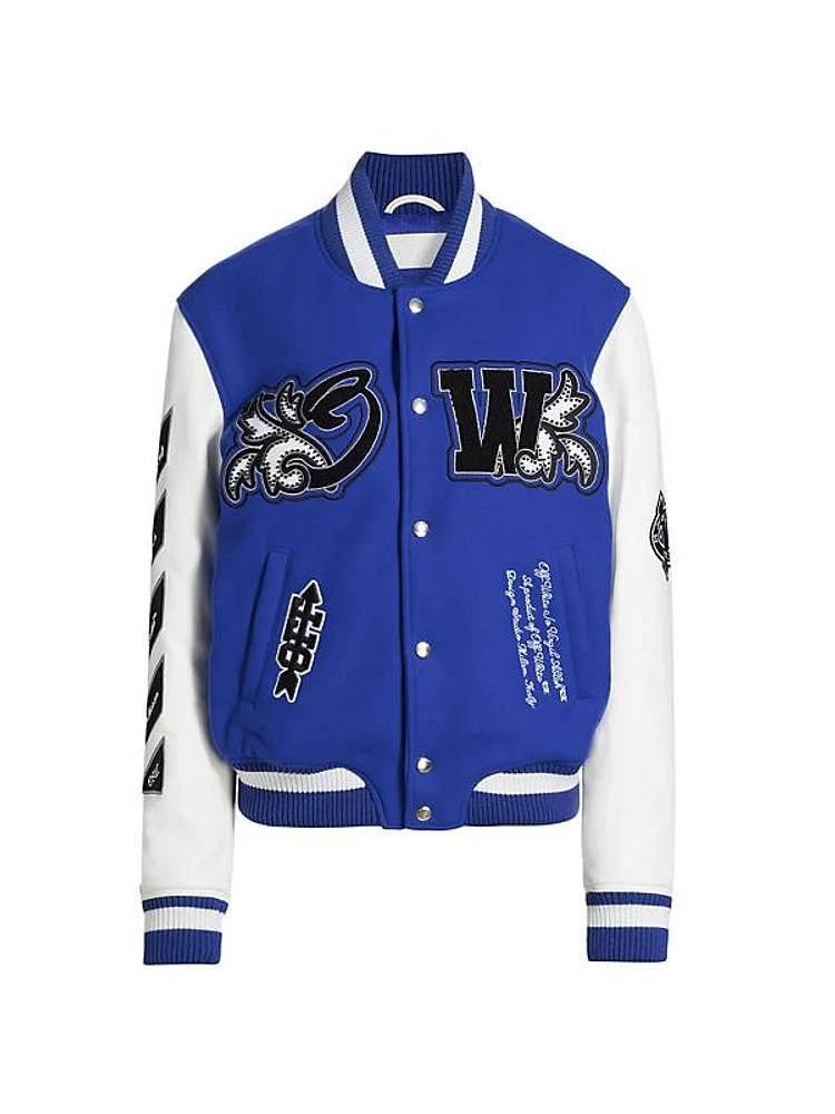 Wo Royal Leather Varsity Jacket