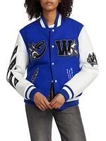 Wo Royal Leather Varsity Jacket