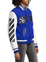 Wo Royal Leather Varsity Jacket