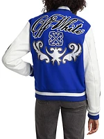 Wo Royal Leather Varsity Jacket