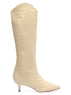 Maryana Crocodile-Embossed Leather Knee-High Boots