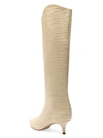 Maryana Crocodile-Embossed Leather Knee-High Boots