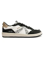 St-001 Glitter Leather Low-Top Sneakers