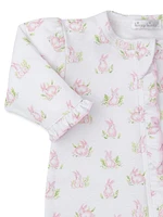 Baby Girl's Bunny Print Ruffle-Trim Footie