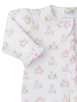 Baby Girl's Bunny Print Ruffle-Trim Footie