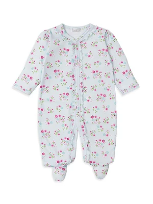 Baby Girl's Floral Print Ruffle-Trim Footie