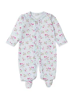 Baby Girl's Floral Print Ruffle-Trim Footie