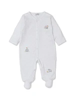 Baby's Farm Embroidered Polka Dot Footie