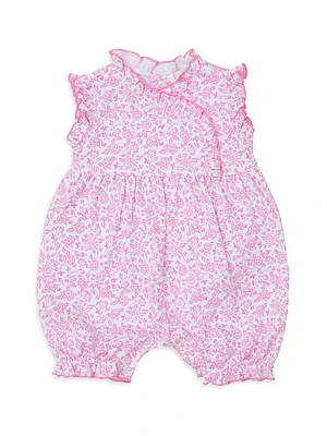 Baby Girl's Sleeveless Ruffle-Trim Bubble Coveralls