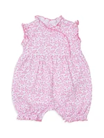 Baby Girl's Sleeveless Ruffle-Trim Bubble Coveralls