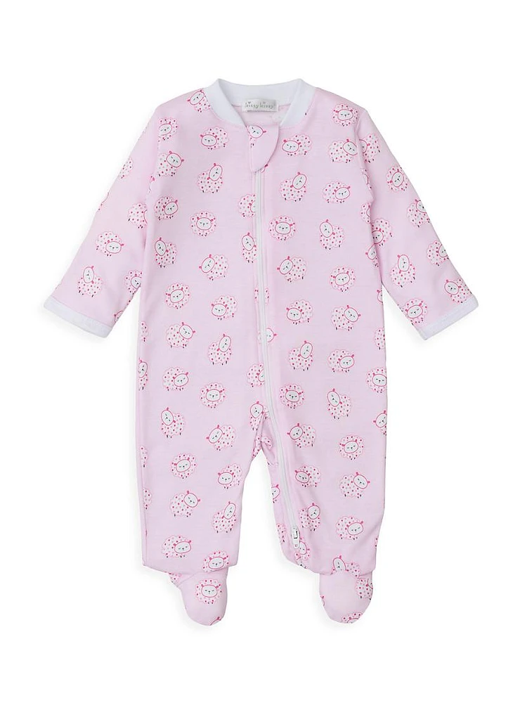 Baby Girl's Sheep Print Footie