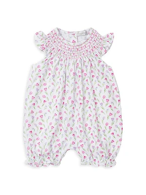 Baby Girl's Tulip Print Bubble Coveralls