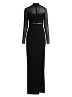 Andie Semi-Sheer Turtleneck Gown