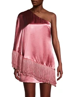 Evange Satin & Fringe Minidress