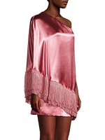 Evange Satin & Fringe Minidress