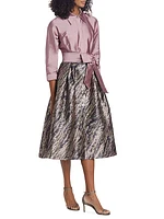 Taffeta Metallic Jacquard Midi Shirtdress